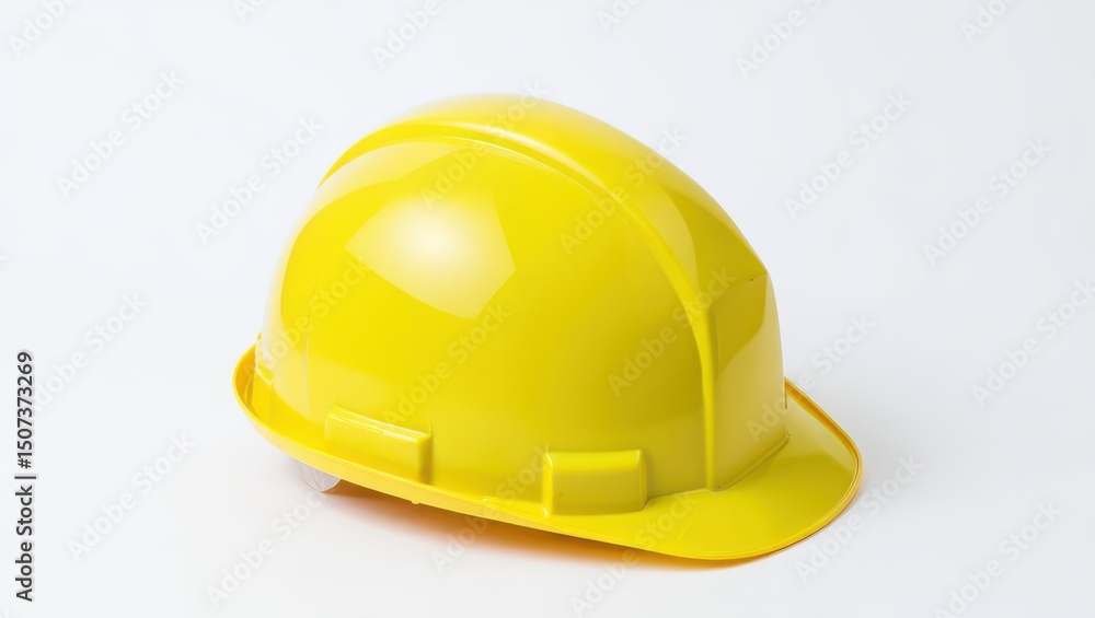 Fototapeta premium Bright Yellow Hard Hat Isolated on White Background for Construction and Safety