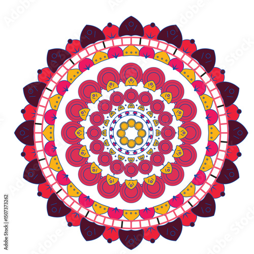 Colorful oriental decorative hand drawn mandala