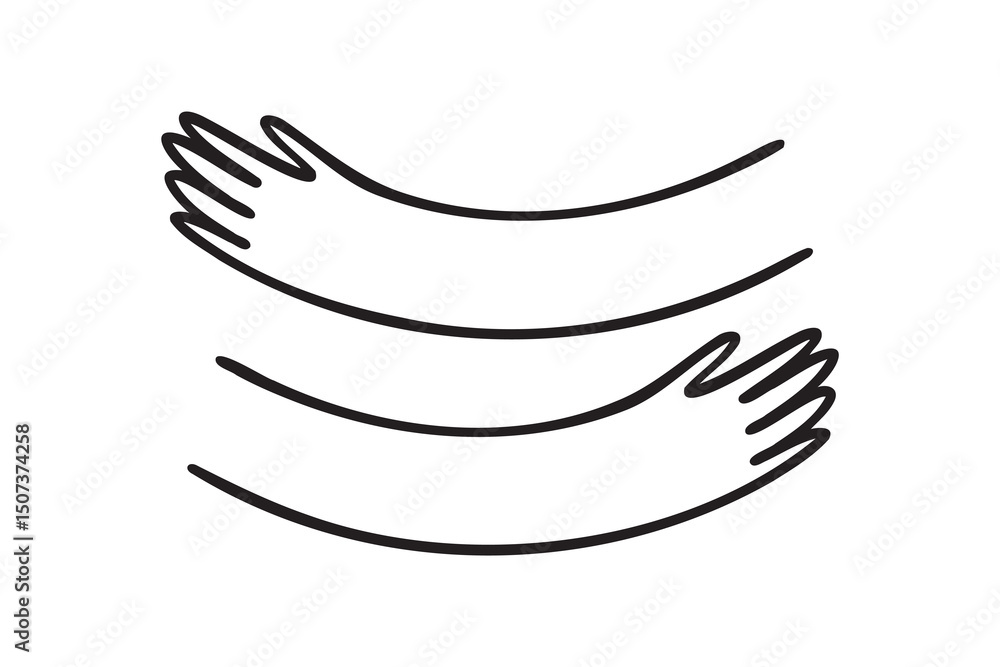Hug hands logo icon doodle hand drawn. Outline drawing Hug hands line clipart symbol. Hug hands logo icon doodle hand drawn. Outline drawing Hug hands line clipart symbol.