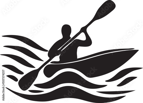 Kayaking Silhouette Vector Icon