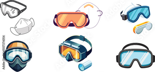 Safety Goggles and Protective Masks for Industrial Use. 