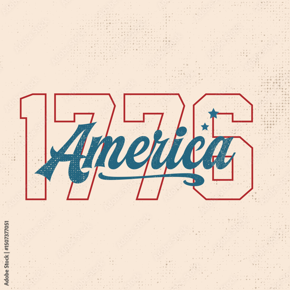 Fototapeta premium Retro Patriotic Typography – 1776 American Style, Classic American Typography – 1776 Edition