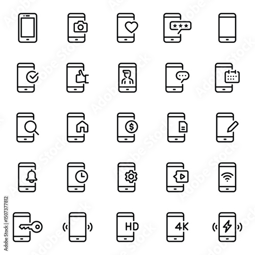 Outline icons set for Smartphone mobile