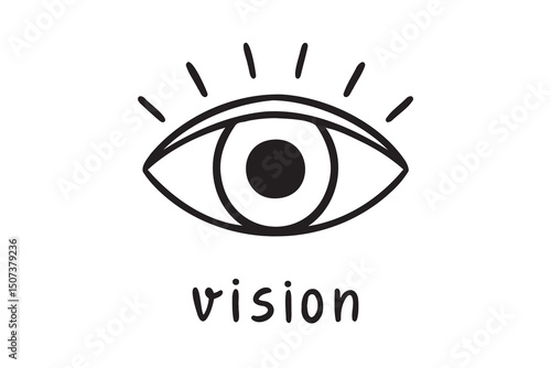 eye icon or eye vision concept doodle hand drawn icon. Outline drawing open eye sign line clipart symbol