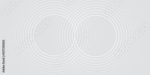 Abstract white glowing geometric lines on gray background. Modern shiny blue circle lines pattern. Futuristic technology concept