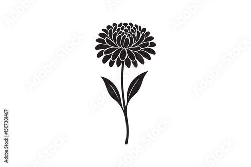 Wallpaper Mural Chrysanthemum flower silhouette vector art illustration on white background Torontodigital.ca