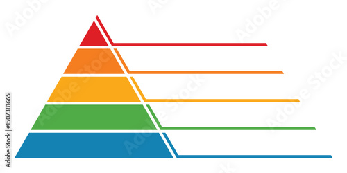 Business strategy pyramid infographic vector. Layered diagram for marketing, lead generation, planning, or business development. Colorful chart isolated on white background.
