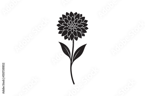 Wallpaper Mural Dahlia flower silhouette vector art illustration on white background Torontodigital.ca