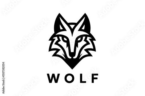 Stylized wolf head logo design vector illustration
