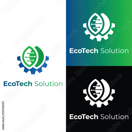 EcoTech Solution's Logo. A modern and dynamic logo showcases an integrated eco-friendly approach, merging nature and technology into a sleek, cohesive design, perfect for innovative solutions.