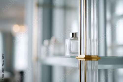 ultrabright sunlight reflecting on smooth surface of glass cabinet doors creating mesmerizing patterns and