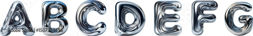 Liquid Chrome Font Set A–G – Futuristic Vector Letters