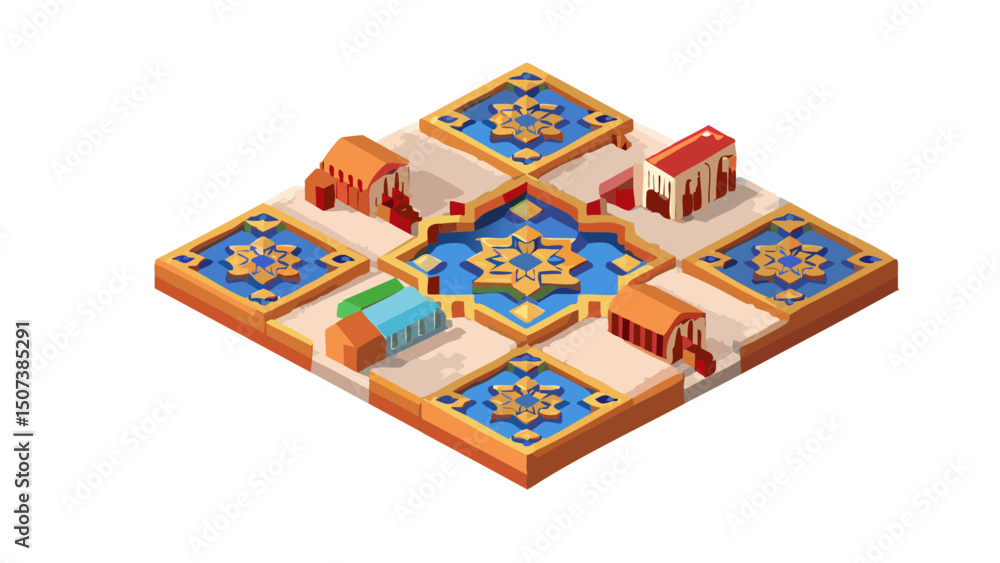 Fototapeta premium Traditional Arabic Motif in Tile Pattern Style 