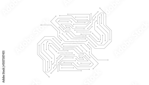 Circuit Board Hi Technology Grayscale Color Tone Pattern For Infographic Vector Background. 