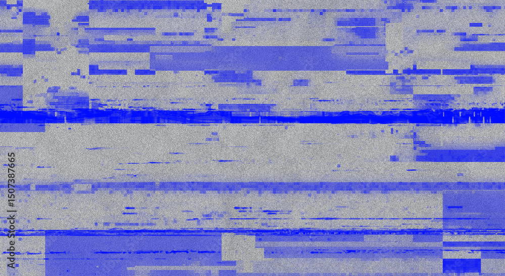 Fototapeta premium Abstract Glitch Art Composition with Distorted Blue Lines and Pixelated Texture for Modern Digital Backgrounds and Creative Graphic Design Projects