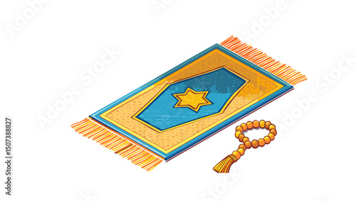 Traditional Prayer Rug and Tasbeeh for Worship
