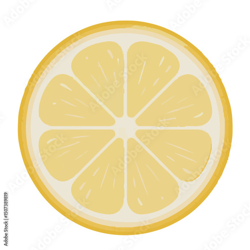 Zesty Citrus: A close-up illustration of a vibrant lemon slice, exuding freshness and zest.