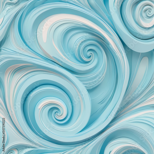 Abstract Pastel Swirls on Light Blue Background  