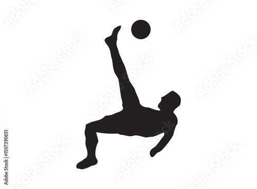 Acrobatic soccer player vector illustration. Dynamic action pose, perfect for sports graphics, athletic branding, posters, and football-themed creative designs.