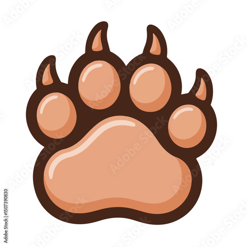 Vector illustration of a cartoon cat paw print on an abstract brown background design