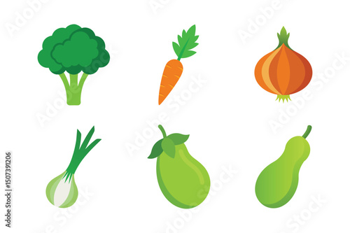 A set of colorful vegetable vector art illustration(G)