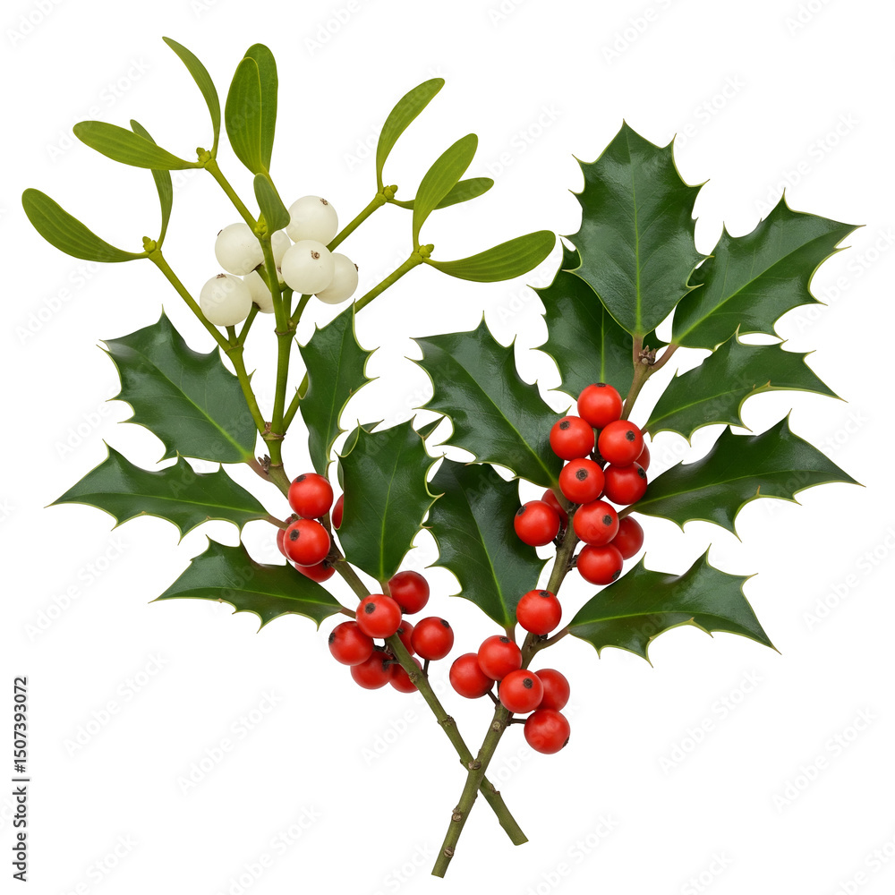 Fototapeta premium holly branch with red berries
