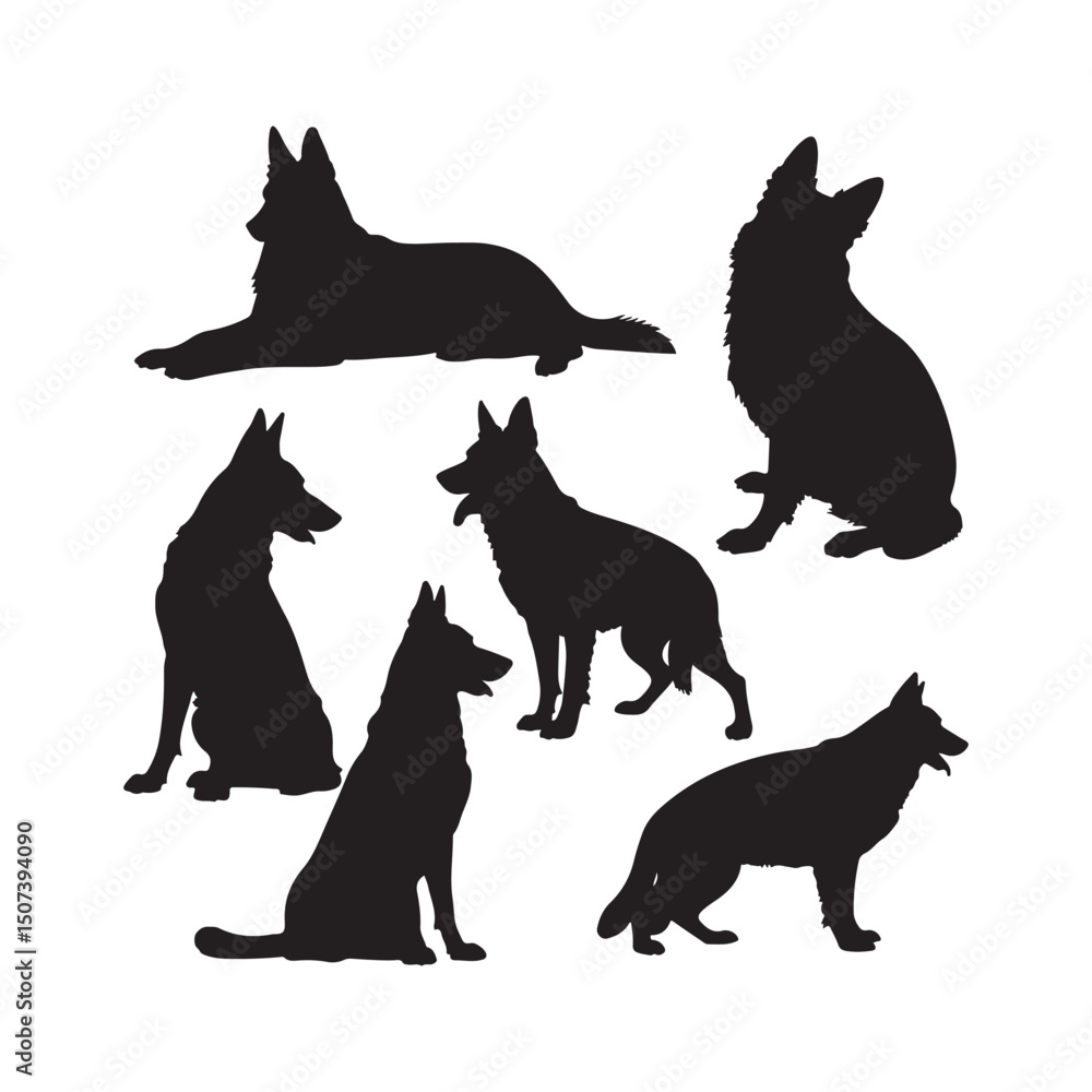 EPS 10 vector illustration of dog silhouette in black, on white blackground EPS 10 vector illustration of dog silhouette in black, on white blackground