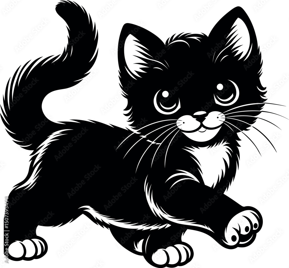 Obraz premium Cute black kitten with a playful attitude