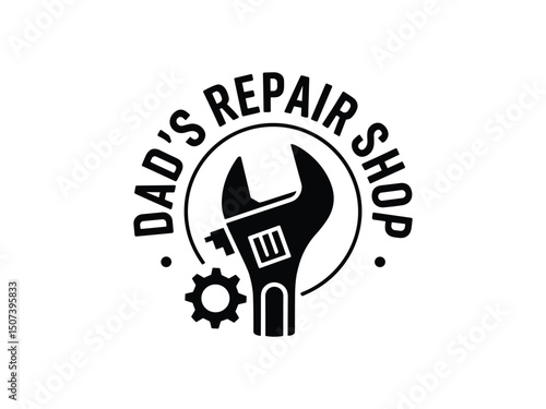 Dads repair shop wrench gear logo design