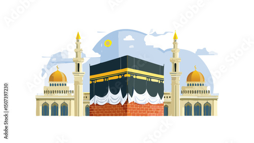 Hajj and Umrah Journey Illustration Vector
