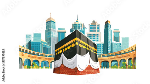 Spiritual Hajj pilgrimage Illustration Vector
