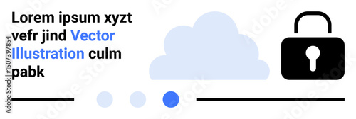 Cloud graphic paired with a lock icon, lines, and text. Ideal for cybersecurity, data storage, privacy, technology, online security, cloud computing themes simple landing page