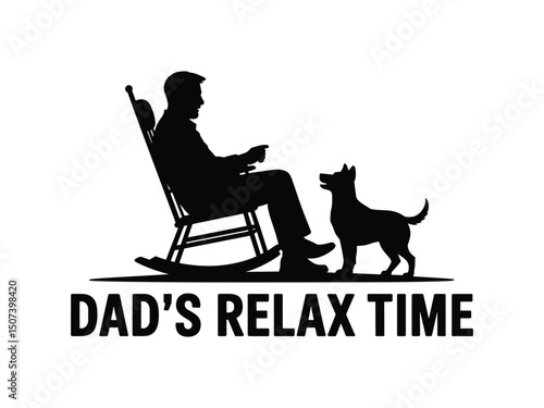 Dad relaxing in rocking chair with dog companion