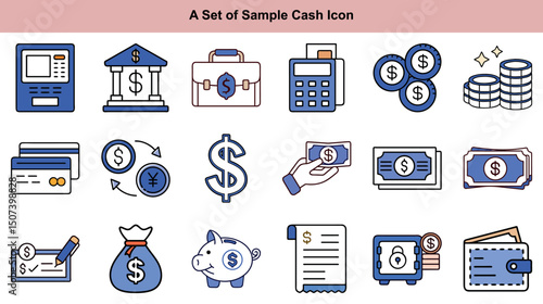 Isolated icon set displaying money, financial symbols, banking tools, and related items transparent