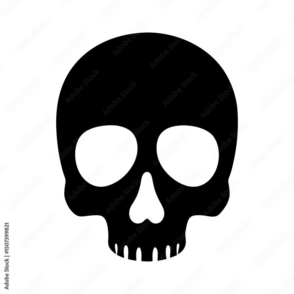 Minimalistic black skull design on white backdrop symbolizing mortality and halloween Minimalistic black skull design on white backdrop symbolizing mortality and halloween