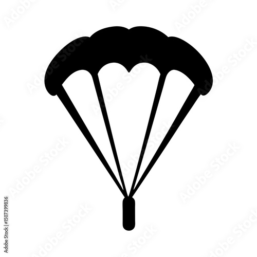 Silhouette illustration of a simple parachute design with black on white background
