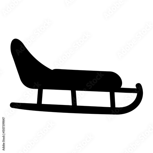 Silhouette of a vintage toboggan or sled, a classic winter vehicle