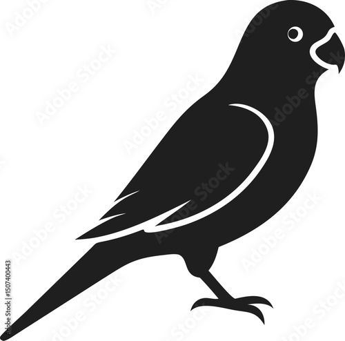 Black budgerigar silhouette small pet bird parakeet isolated cute