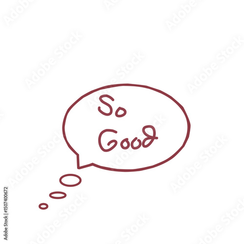 A reddish-brown speech bubble with 