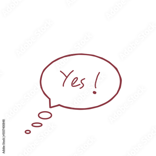 A reddish-brown speech bubble with 