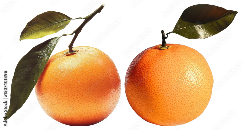 PNG Two ripe oranges with green leaves on a white background element set on transparent background. PNG Two ripe oranges with green leaves on a white background element set on transparent background.