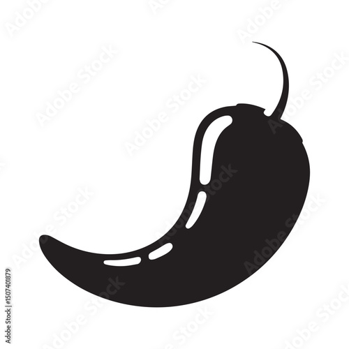 Red chili clipart cartoon style vector illustration Silhouette white Background.