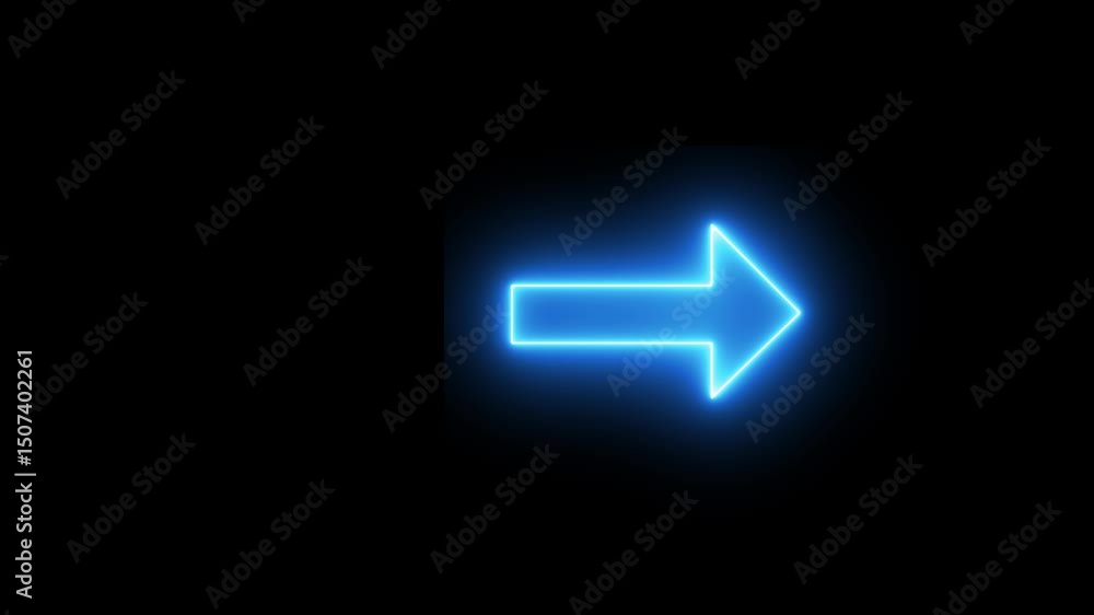 A glowing directional arrow neon sign Vector. right neon arrow with animation background. A glowing directional arrow neon sign Vector. right neon arrow with animation background.