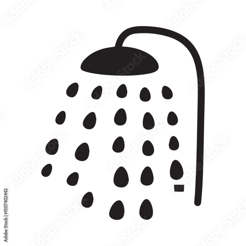 Shower clipart cartoon style vector illustration Silhouette white Background. 