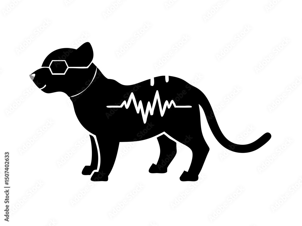 Obraz premium Minimalist Cute Safari Animals With Cyberpunk Neon Accents Icon