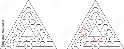 Triangular Maze Puzzle Solution, Paths, Lines, Geometry, Brain Teaser, Logic, Game, Challenge