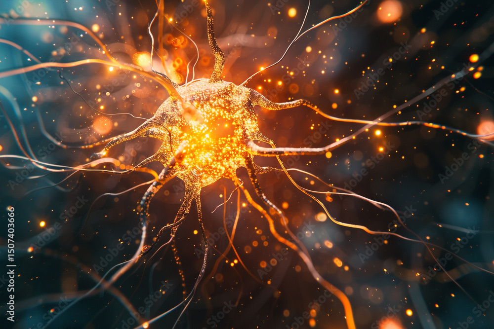 Obraz premium Abstract Neuron Cell 3D Illustration