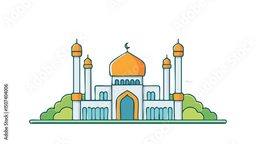 Decorative Islamic Architecture Line Drawing
