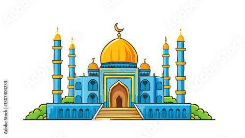Elegant Islamic Architecture Outline Vector

