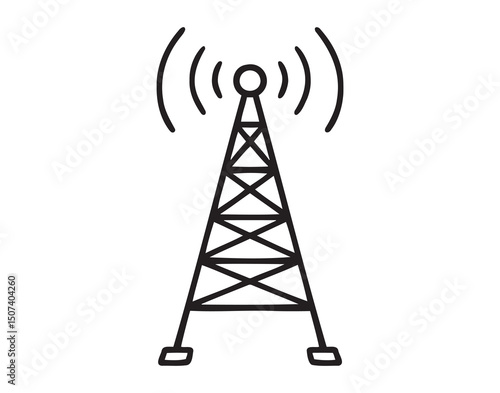 TV tower doodle hand drawn icon. Outline drawing TV tower line clipart symbol